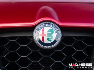 Alfa Romeo Stelvio Front V Shield Grill Frame + Emblem Frame Kit - Carbon Fiber 